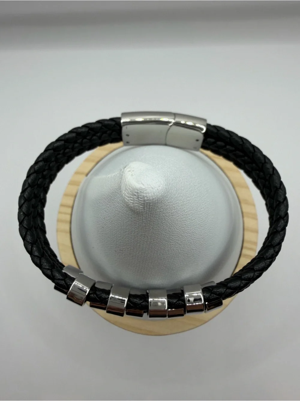 Men’s Braided Leather Bracelet | Triple Strand Stainless Steel Magnetic Clasp